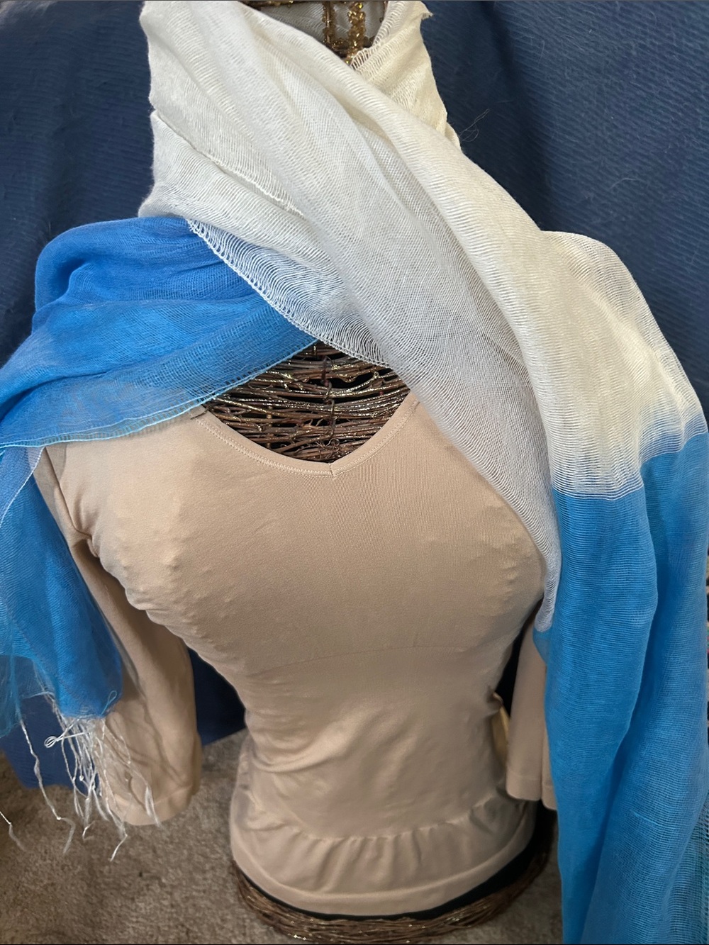Blue and White Ombre Lightweight Scarf - Women's Wrap